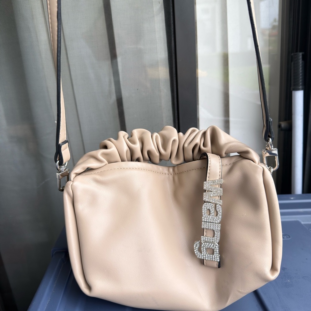 WANG Soft Designer Cloud Pouch Bag Lightweight Crossbody Clutch Purse Cream.